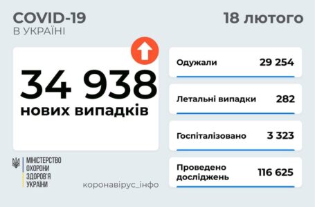 В Україні за добу майже 35 тис. випадків СOVID-19