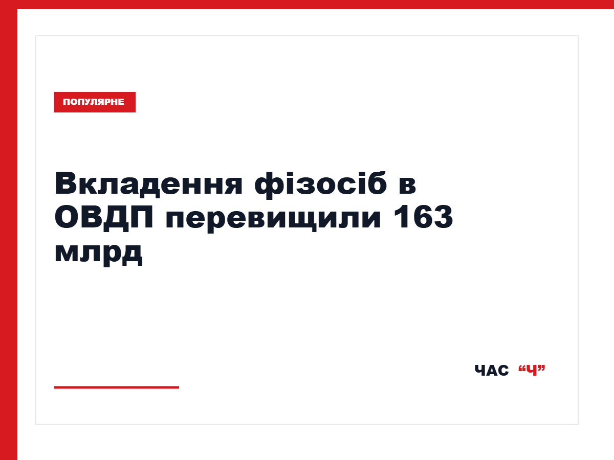 Українці вклали в ОВДП понад 163 млрд гривень