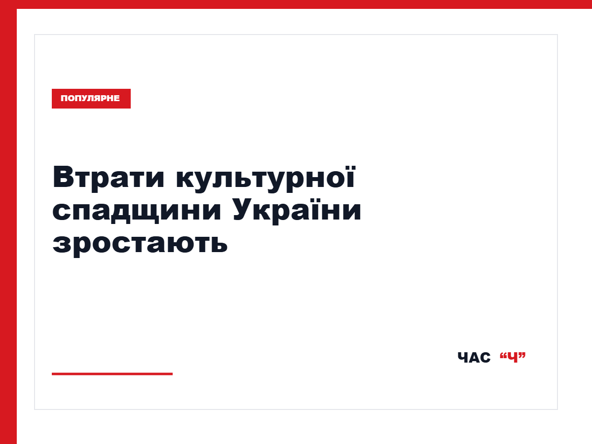В Україні через російську агресію постраждали понад 2,1 тисячі пам’яток культури