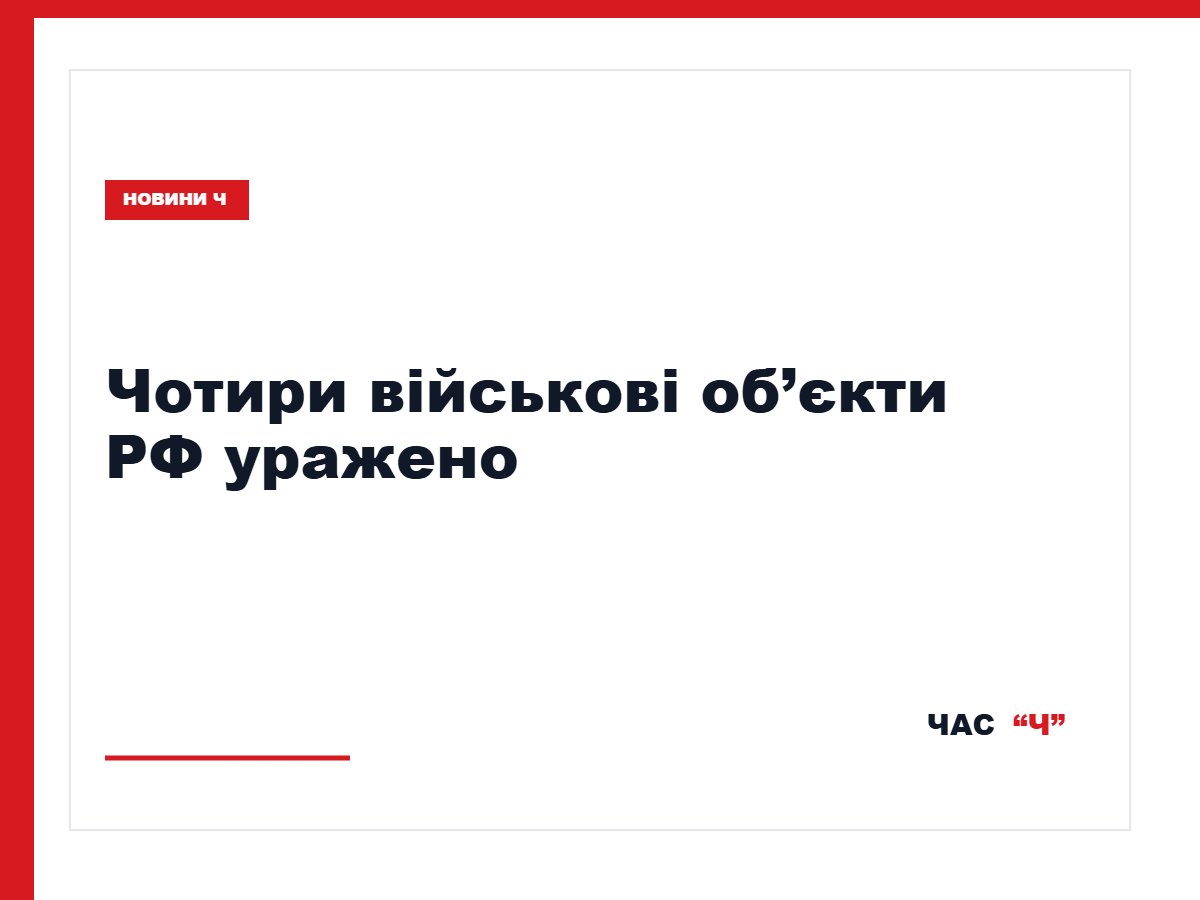 Сили оборони заявили про ураження чотирьох військових об’єктів РФ